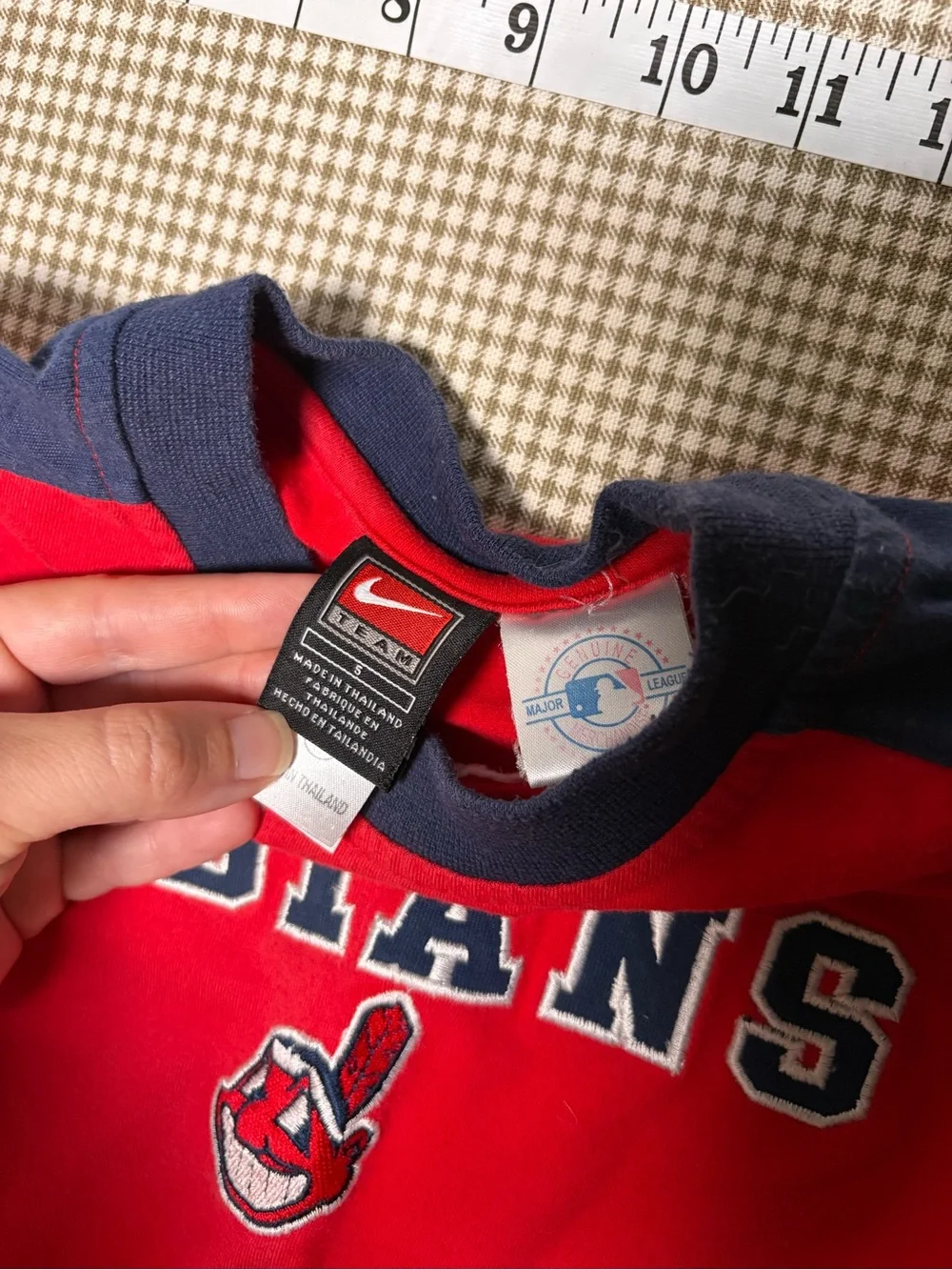 Y2K Nike Cleveland Indians Long Sleeve Shirt Youth Size 5 MLB Baseball Red